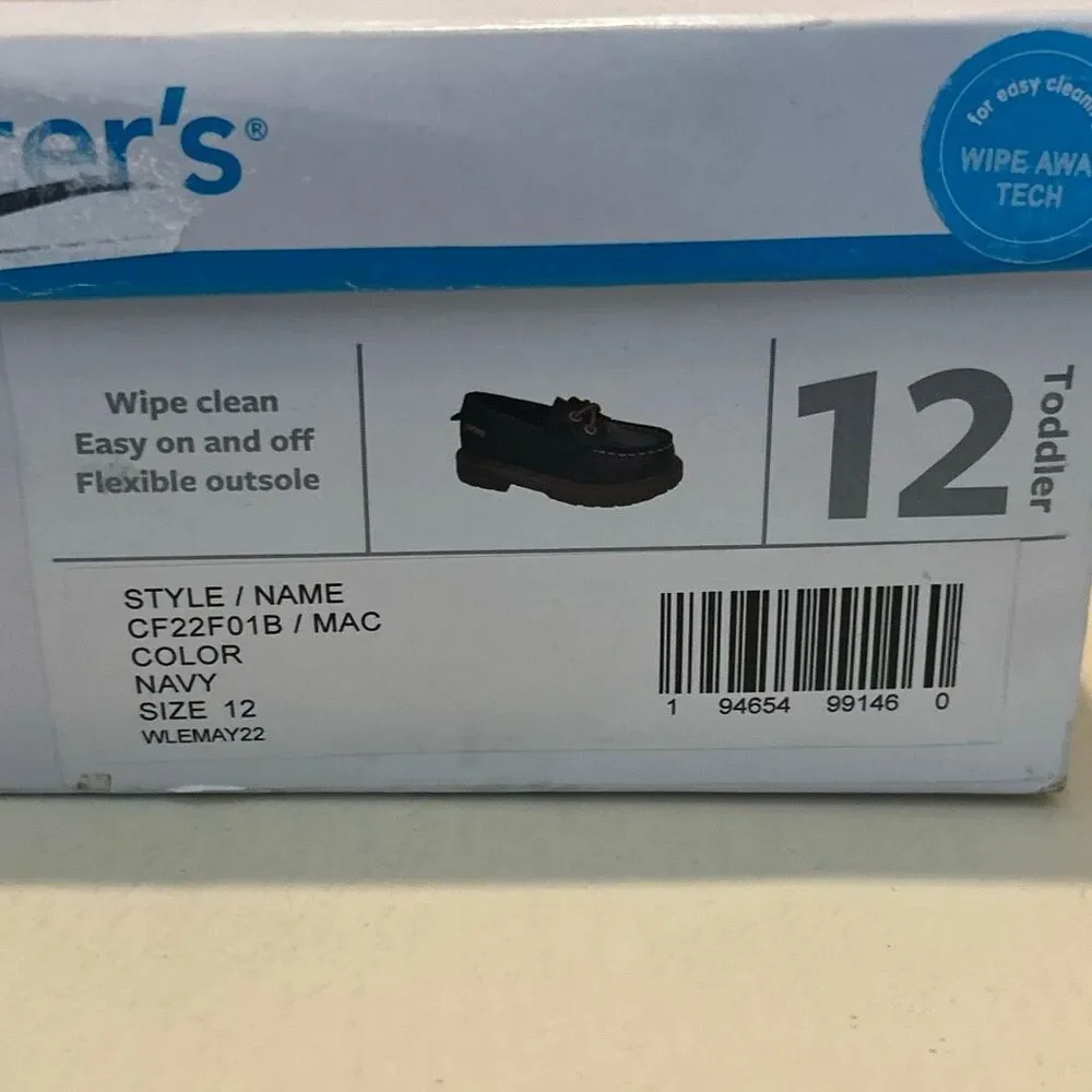 Carters Toddler Size 12 Mac Slip On Loafer Shoes Boat Navy Blue Preppy New